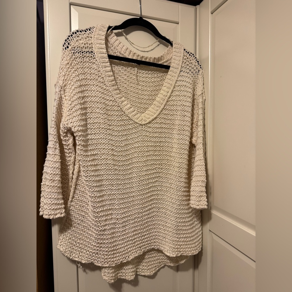 Free People Cream Knit Sweater